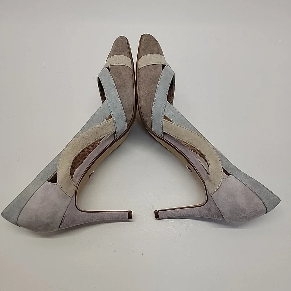 Nina Originals Agenda Suede Pastel Color Block Cut Out Heels US Size 10 Pretty